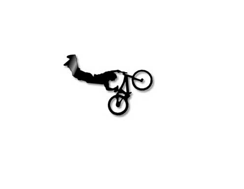 BMX rider silhouette wall art in vibrant colors, perfect for enthusiasts, measuring 307 x 209 mm and made from durable ACM.