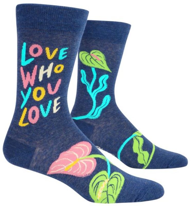 Vibrant Blue Q men's socks featuring a love theme, perfect for comfort, style, and expressing individuality.