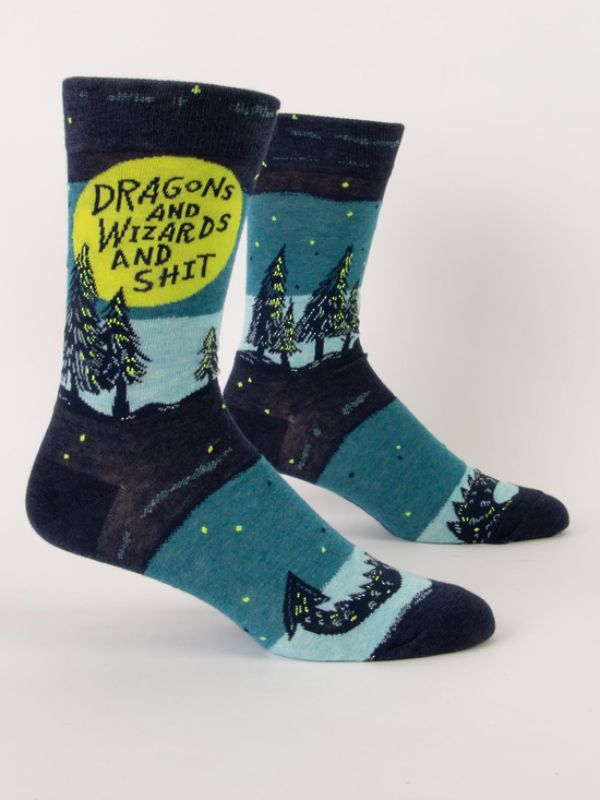 Blue Q Men's Socks - Dragons & Wizards & Shit