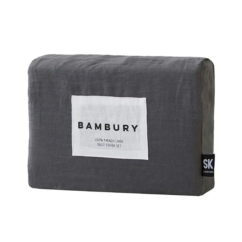 King Duvet Cover - Quilt / Set - Bambury Linen (Charcoal)