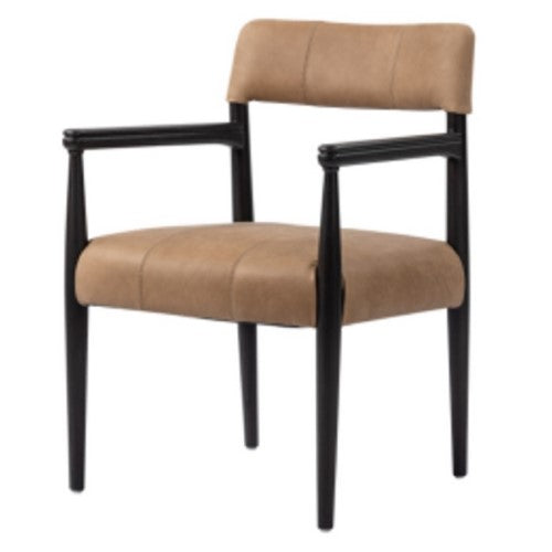 Dining Chair - Savannah Leather Oak Walnut Finish/Full Tan Leather
