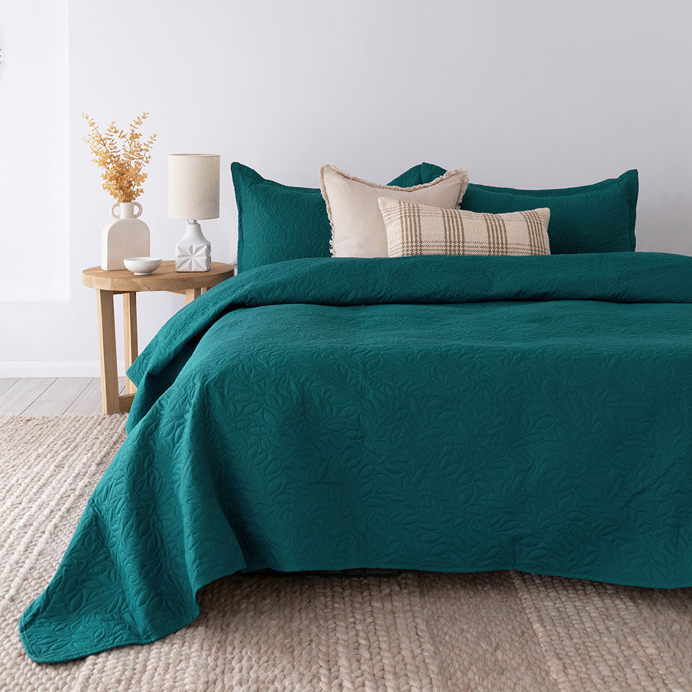 Single / Double Botanica Coverlet Set Teal- Bambury