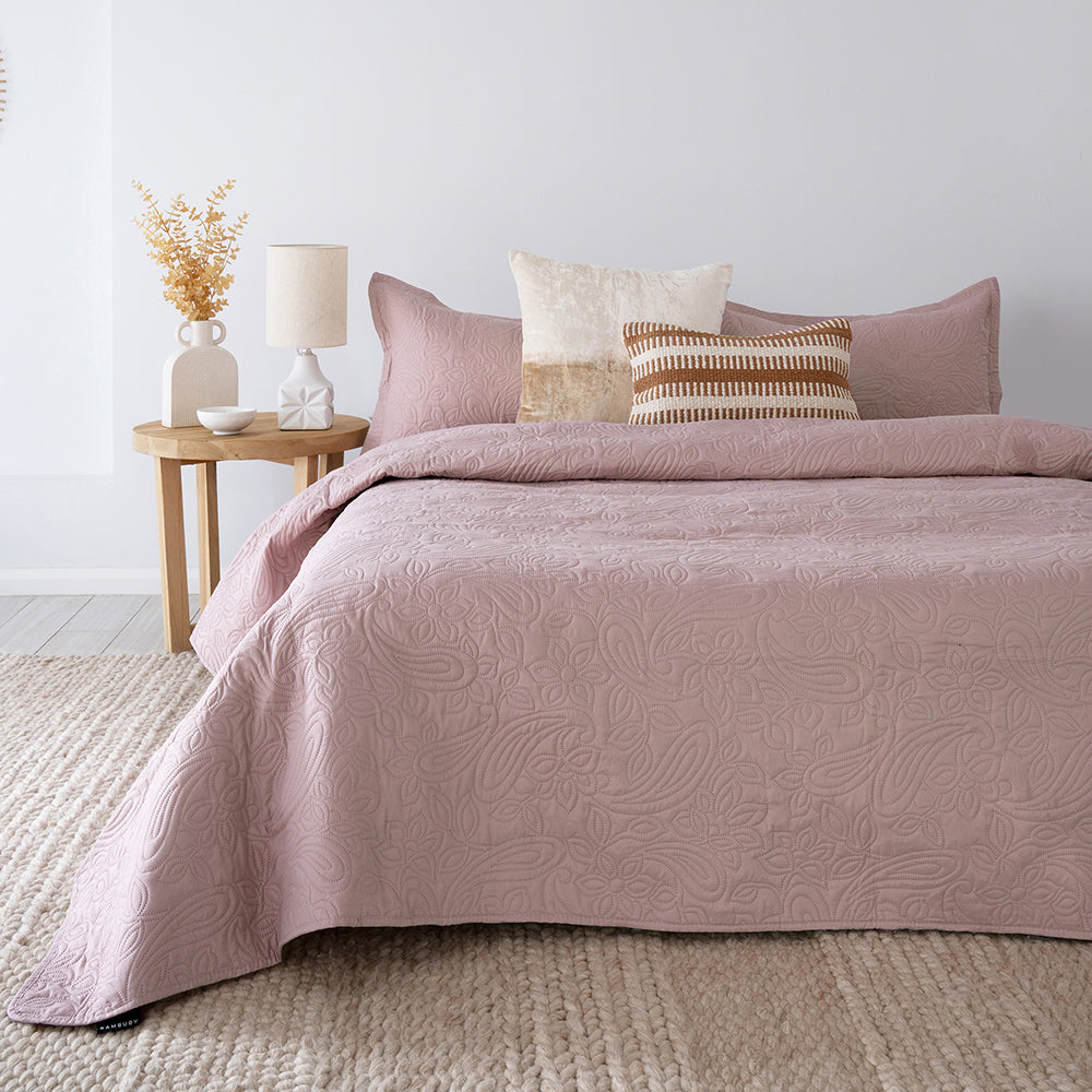 Queen / King Paisley Coverlet Set Dusk- Bambury