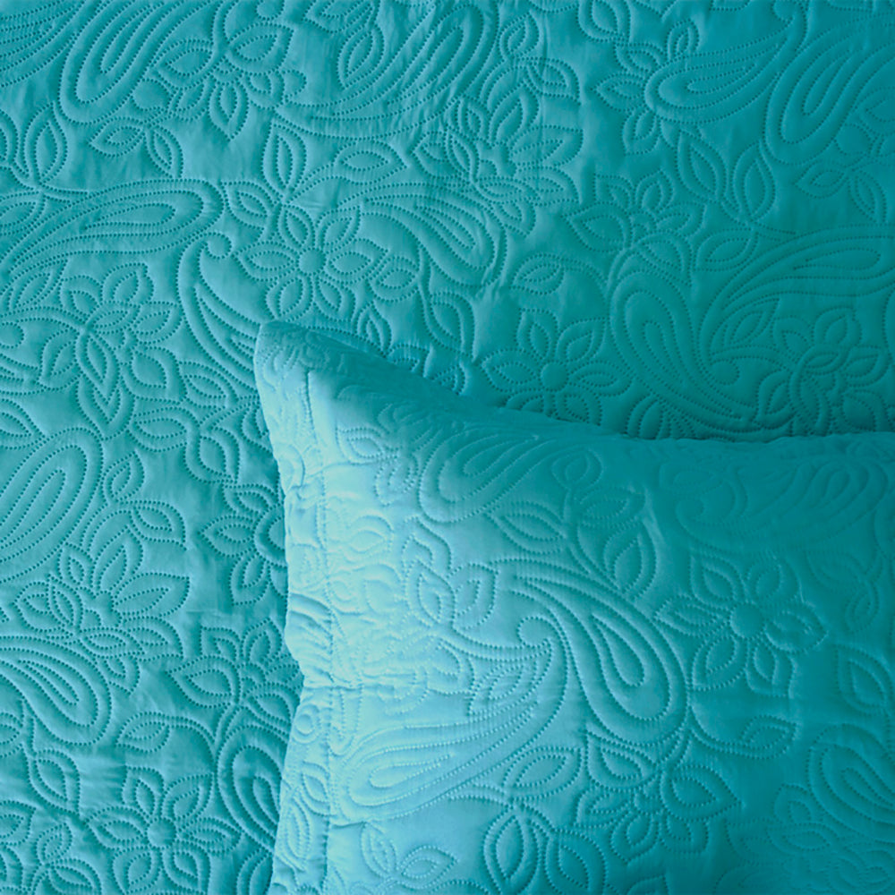 Queen / King Paisley Coverlet Set Peacock- Bambury