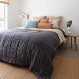 Queen / King Linen Quilted Coverlet Charcoal- Bambury