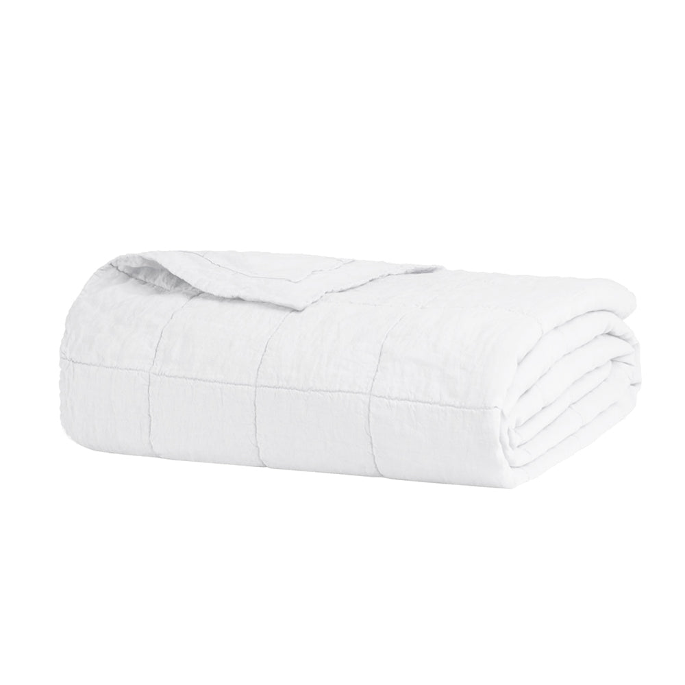 Queen / King Linen Quilted Coverlet Ivory- Bambury