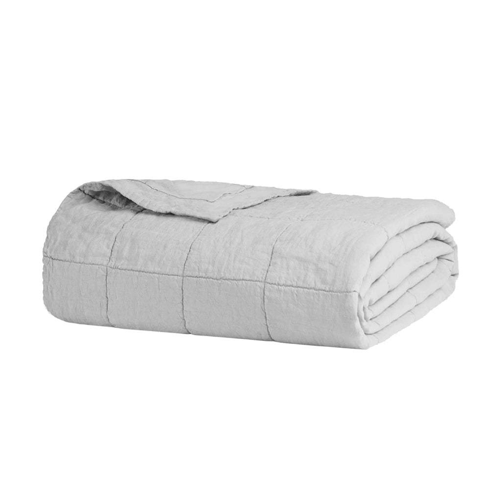 Queen / King Linen Quilted Coverlet Silver- Bambury