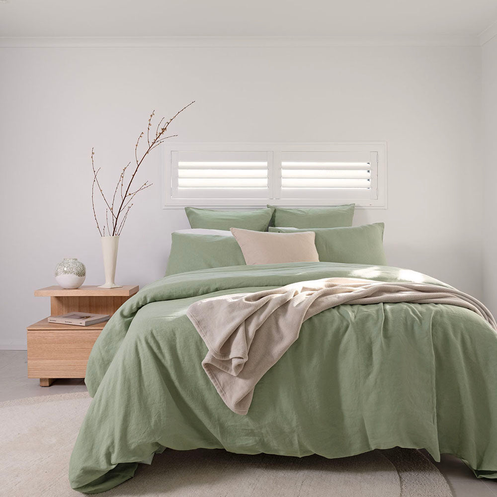 SKing Bed Linen Quilt / Duvet Cover Set Sage - BAMBURY