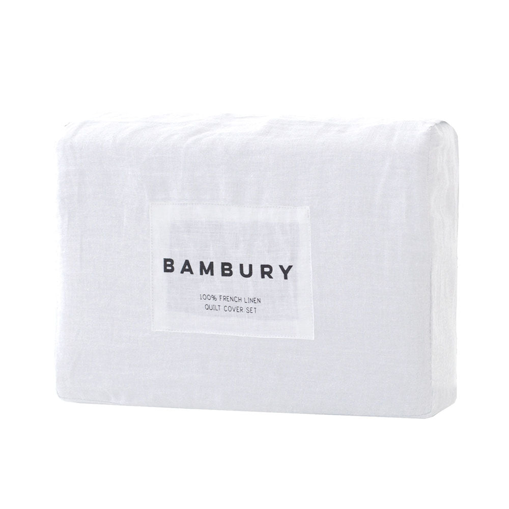 SKing Bed Linen Quilt / Duvet Cover Set White - BAMBURY