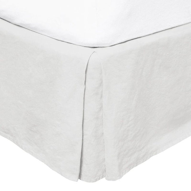 Elegant Bambury Linen King Valance in Ivory, crafted from 100% French Flax, featuring pleats and hidden cotton for secure fit.