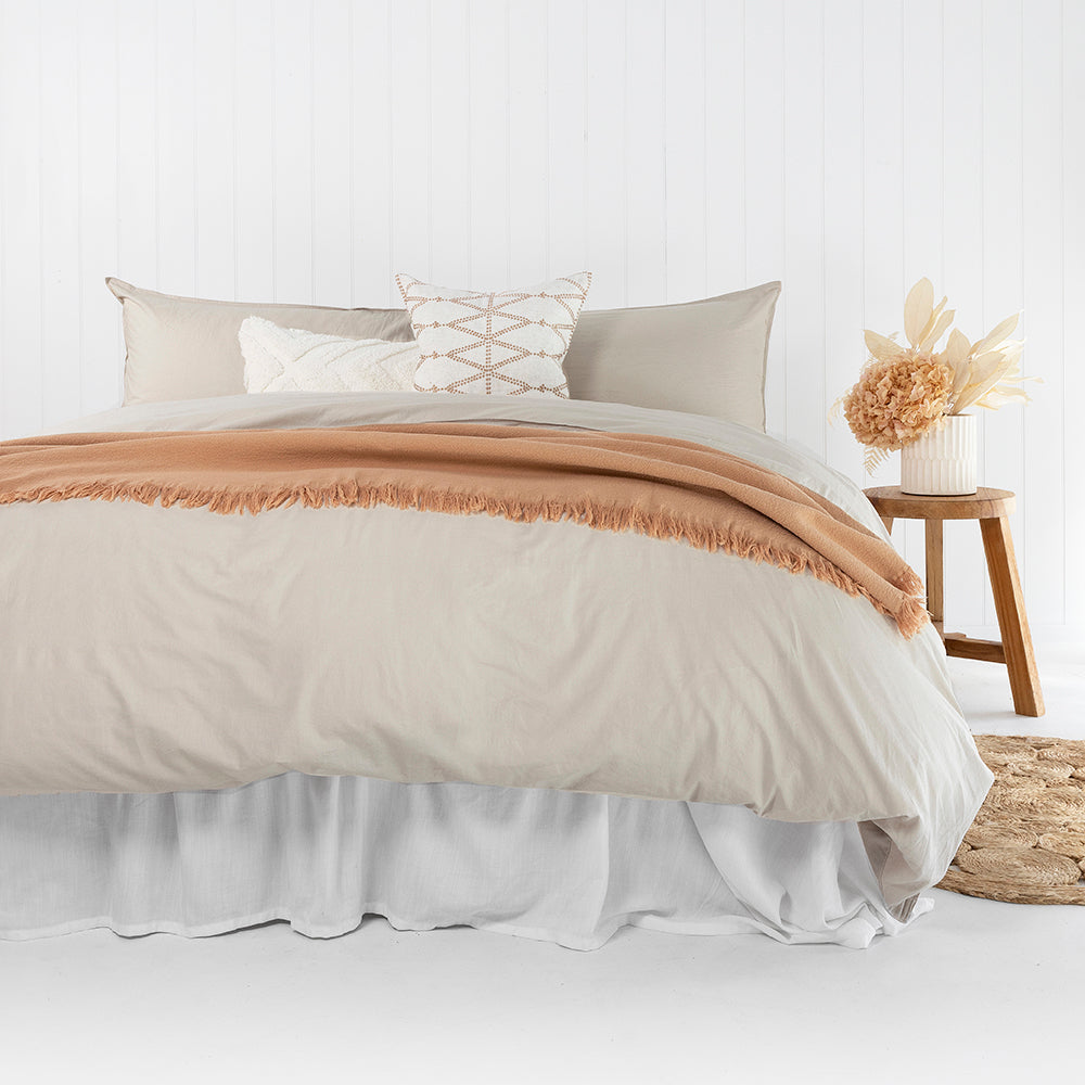 Single Temple Organic Cotton Quilt / Duvet Cover Set Pebble- Bambury