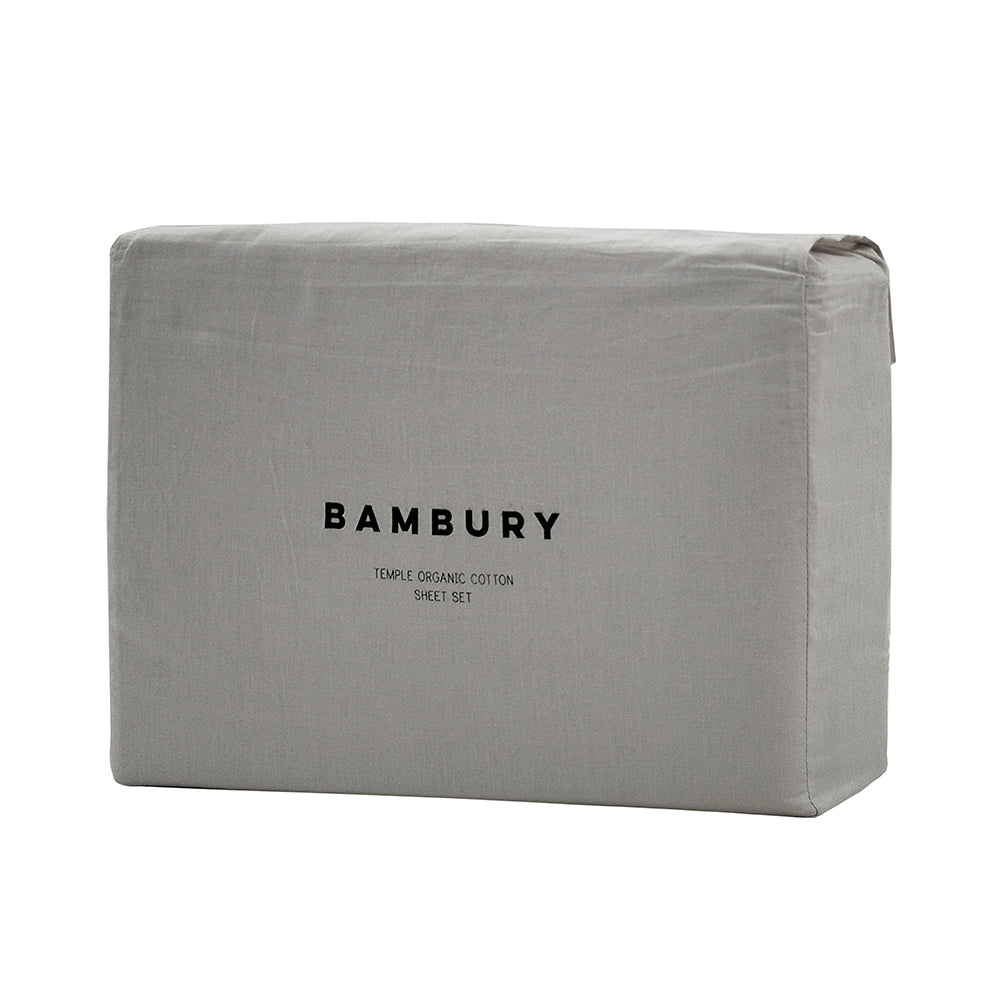 Queen Temple Organic Cotton Sheet Set Grey- Bambury
