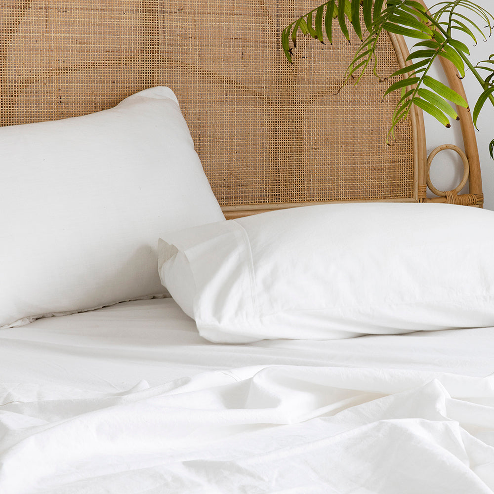 Queen Temple Organic Cotton Sheet Set Ivory- Bambury