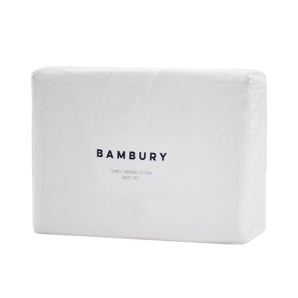 Queen Temple Organic Cotton Sheet Set Ivory- Bambury