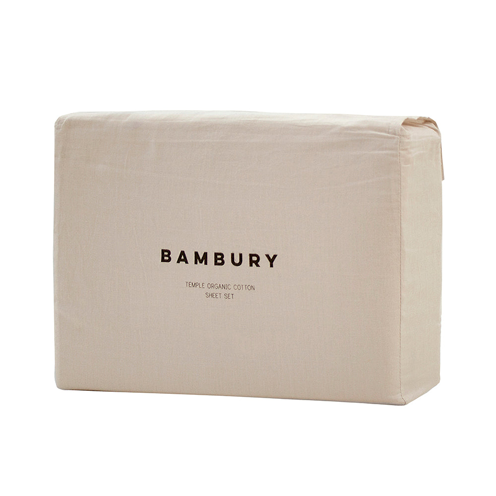 Queen Temple Organic Cotton Sheet Set Pebble- Bambury