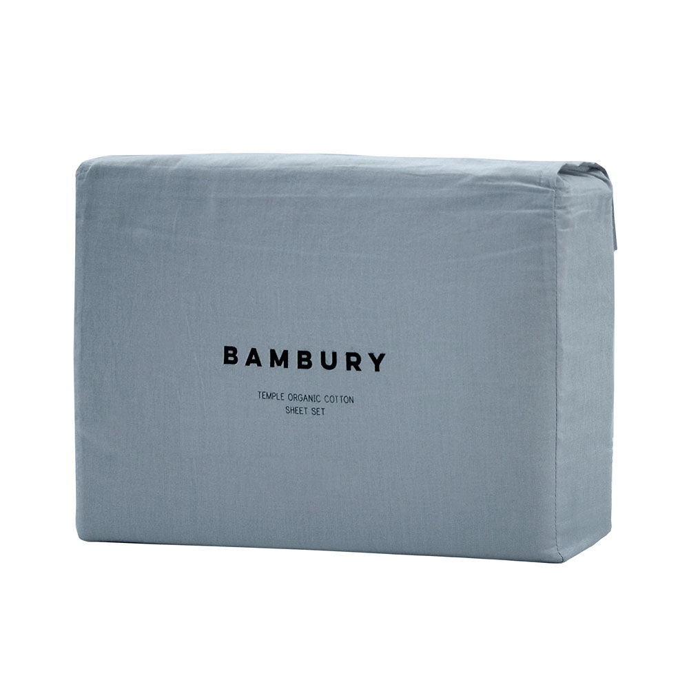 Split King BedTemple Organic Cotton Sheet Set Steel Blue - Bambury