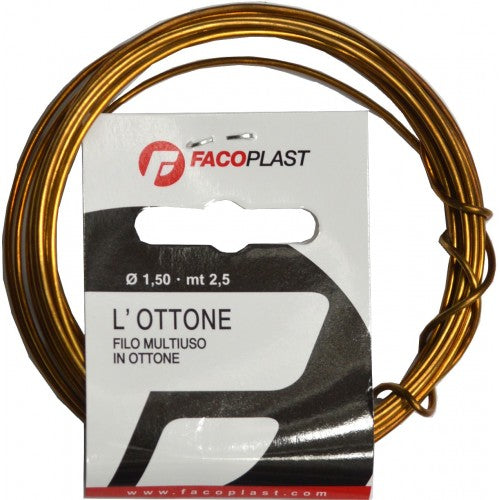 Non-rusting soft brass wire coil, 1.5mm diameter, 50g, perfect for crafting and gardening projects.