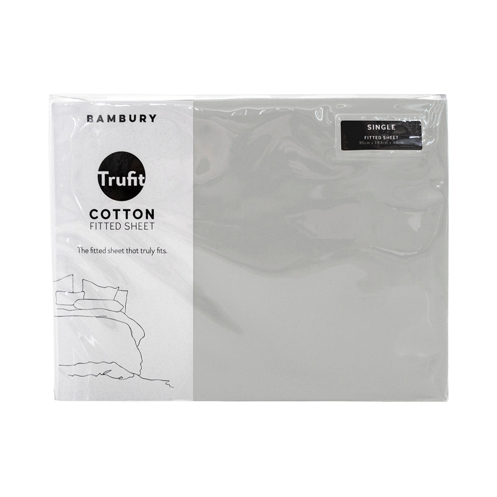 ElSingle Tru Fit Fitted Sheet Silver- Bambury