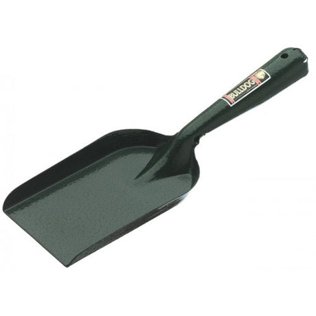 BullDog 4" fire shovel in hammertone finish, crafted in England, with ergonomic handle and integrated hanging hole.