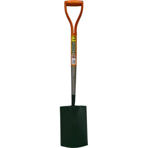 Bulldog Premier Garden Spade with durable wood handle, designed for efficient digging and planting in tough soil.