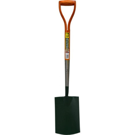 Bulldog Premier Garden Spade with durable wood handle, designed for efficient digging and planting in tough soil.