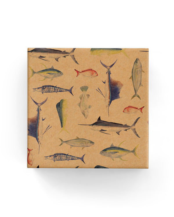 Wrap - Gone Fishing on Kraft (60cm x 40mtrs)