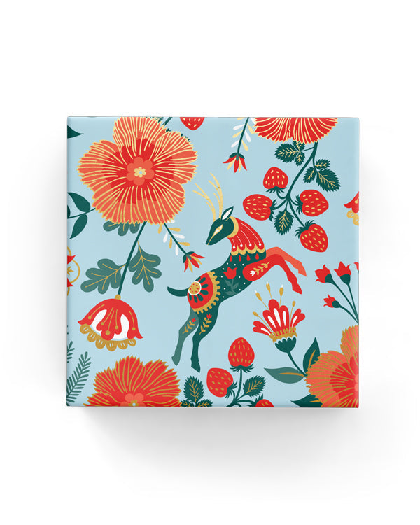 Wrap - Reindeer Garden Duck Egg Hunter Red (60cm x 40mtrs)