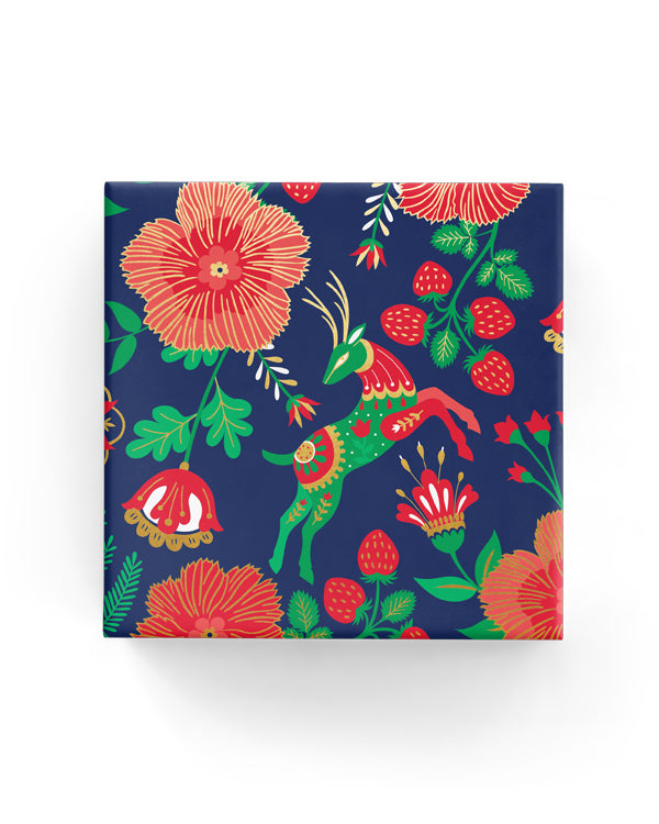 Wrap - Reindeer Garden Navy Green Red (60cm x 40mtrs)