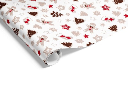 Gift Wrap - Xmas Gingerbread on Matte (Red Chocolate Mocha)