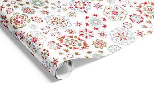 Gift Wrap - Xmas Kaleidoscope (Red Pistachio Blue Gold)