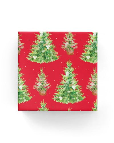Gift Wrap - Watercolour Trees (Red)