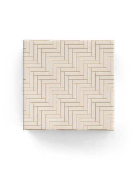 Basket weave design on kraft wrapping paper roll, 600mm x 40m, made from sustainable materials.