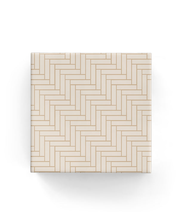 Basket weave design on kraft wrapping paper roll, 600mm x 40m, made from sustainable materials.