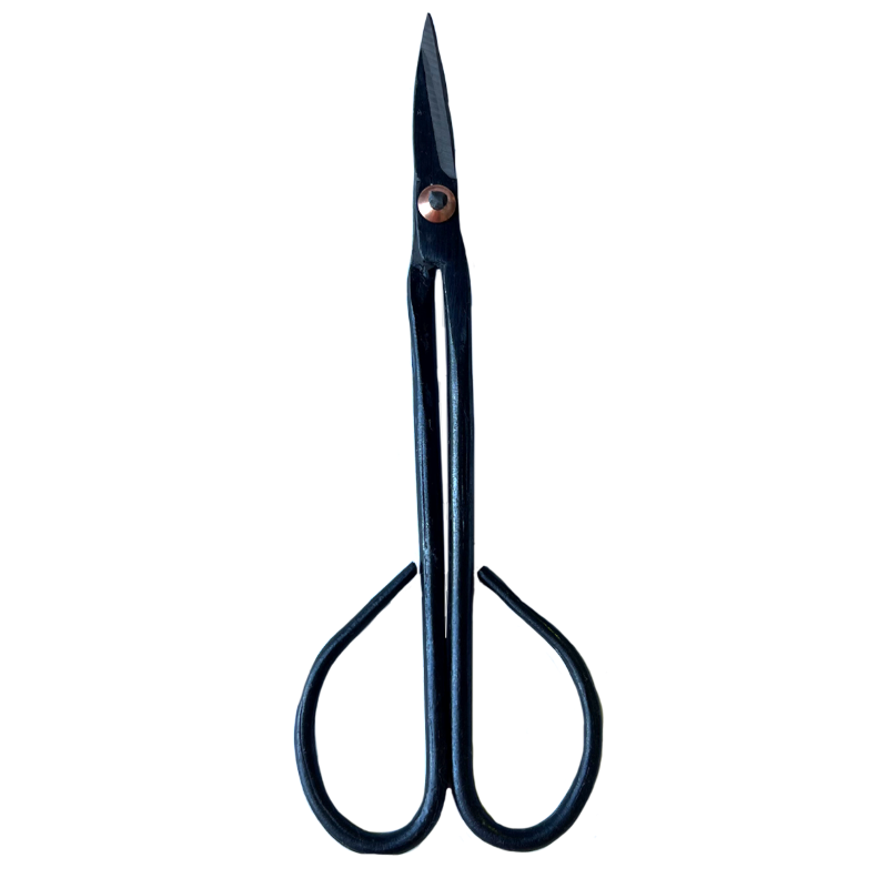 Set of 2 slim bonsai shears made from carbon steel, designed for precise pruning and shaping of miniature trees.