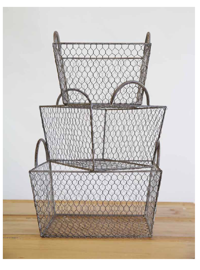 Storage Basket - Set of 3 - Grey Mesh