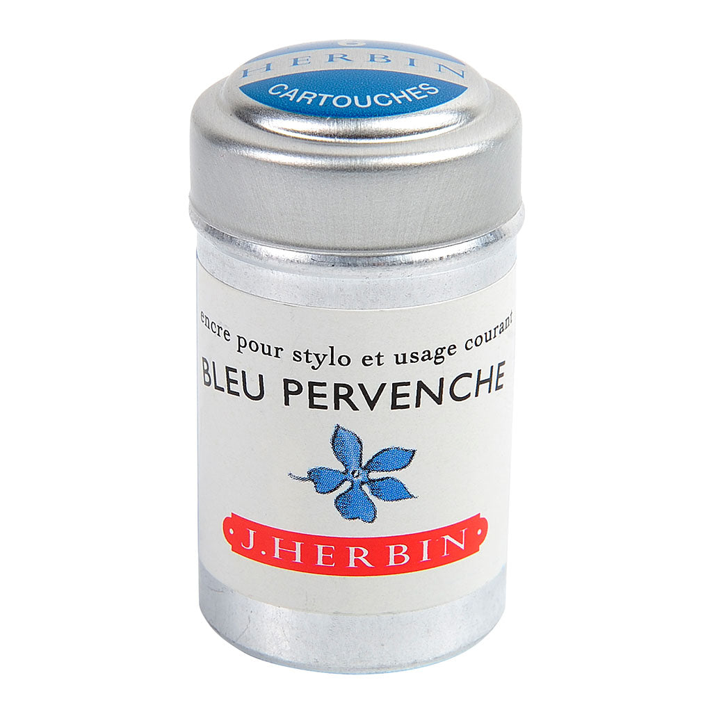 Herbin Writing Ink Cartridge Bleu Pervenche, Pack of 6