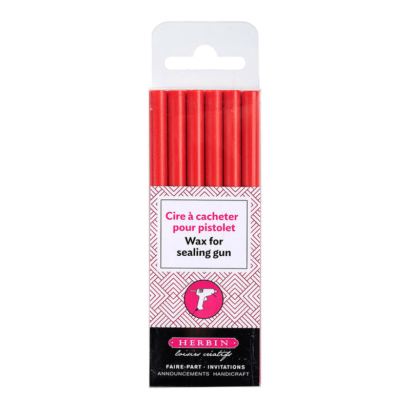 Herbin Wax Gun Sticks Red, Pack of 6