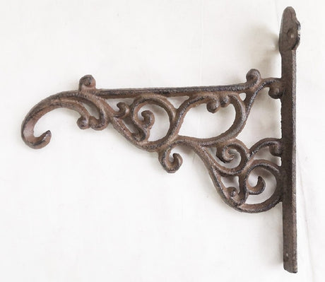 Wall-mounted Heavy Scroll Pot Plant Bracket (21 x 21 cm) designed for displaying pots with elegant scroll detailing.