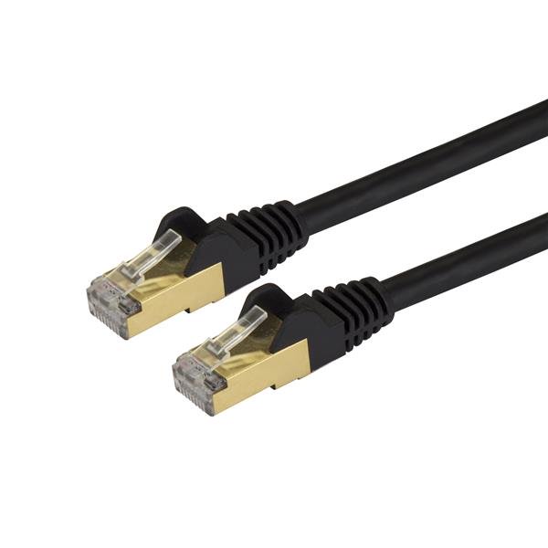 1 m CAT6a Ethernet cable in black, offering 10GbE speed, snagless design, and 100W PoE support for reliable connectivity.