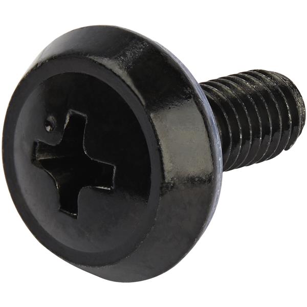 Black 10-32 server rack screws and nuts in a 50-pack for easy and durable equipment mounting; TAA compliant design.