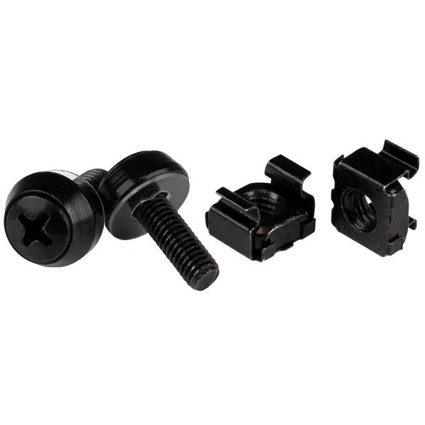 50-pack of black 10-32 server rack screws and nuts for easy installation of server and audio/video equipment.