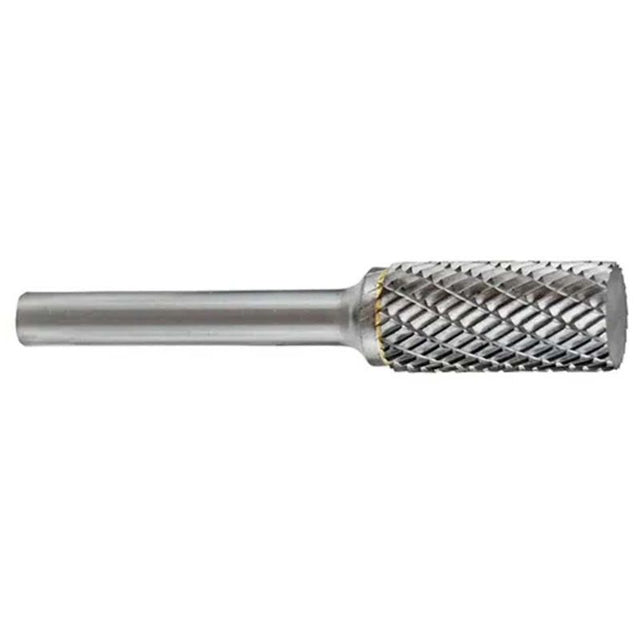 Premium 7/16" carbide burr with 1" flute, ideal for shaping and deburring ferrous metals with double cut efficiency.