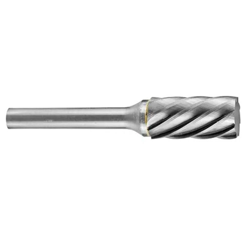 Carbide burr with 5/8 inch head, 1 inch flute, designed for cutting and shaping aluminum and soft metals.