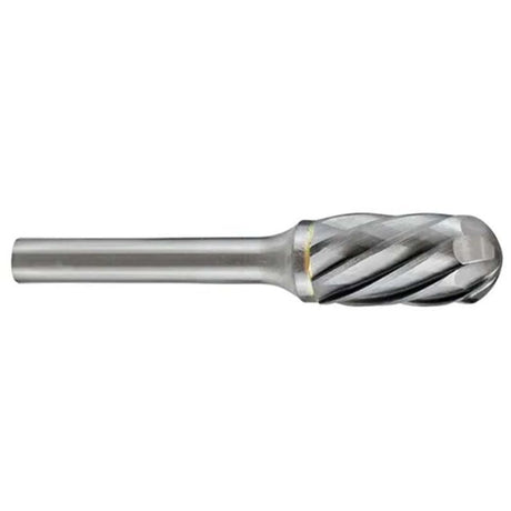 Carbide burr with 1/2" diameter, 1" flute length, designed for precise shaping and smoothing in metal and woodworking.