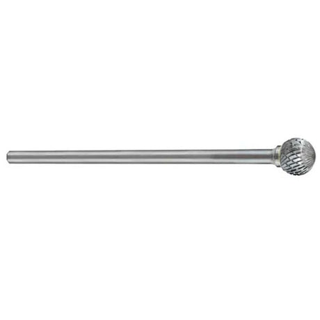 Precision 1/4" carbide burr with a 6" shank, ideal for cutting and engraving metals in hard-to-reach areas.