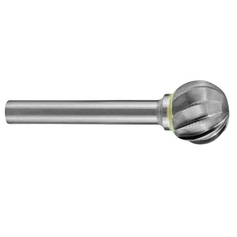 Holemaker Carbide Burr 5/8"x1/4" in ball shape, designed for precision metalwork on aluminum with a durable 1/4" shank.