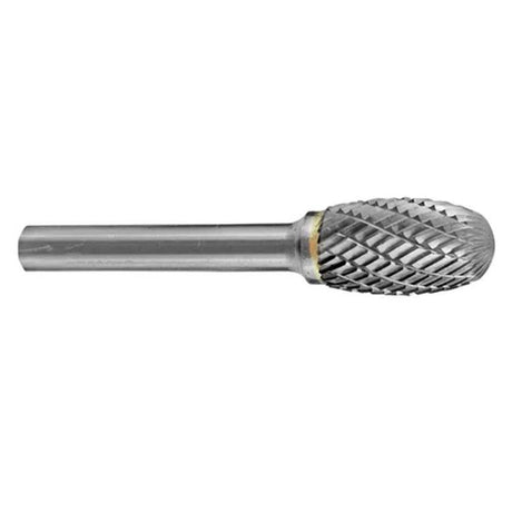 Holemaker Carbide Burr 1/8x7/32in oval-shaped tool for precise metal shaping, featuring double cut geometry for efficient use.