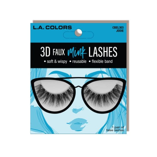 3D Faux Mink Lashes - LA Colors Jodie offer luxurious volume and curl with a comfortable, reusable band for stunning eye enhancement.