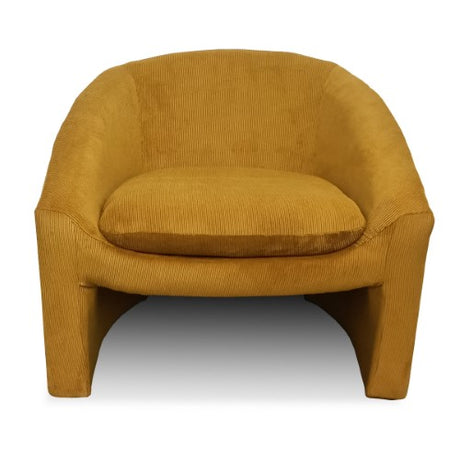 Stylish mustard corduroy occasional chair with solid wood frame and plush foam cushion, perfect for any modern living space.