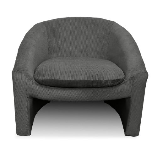 Stylish black corduroy occasional chair with solid wood frame, perfect for adding comfort and elegance to any space.